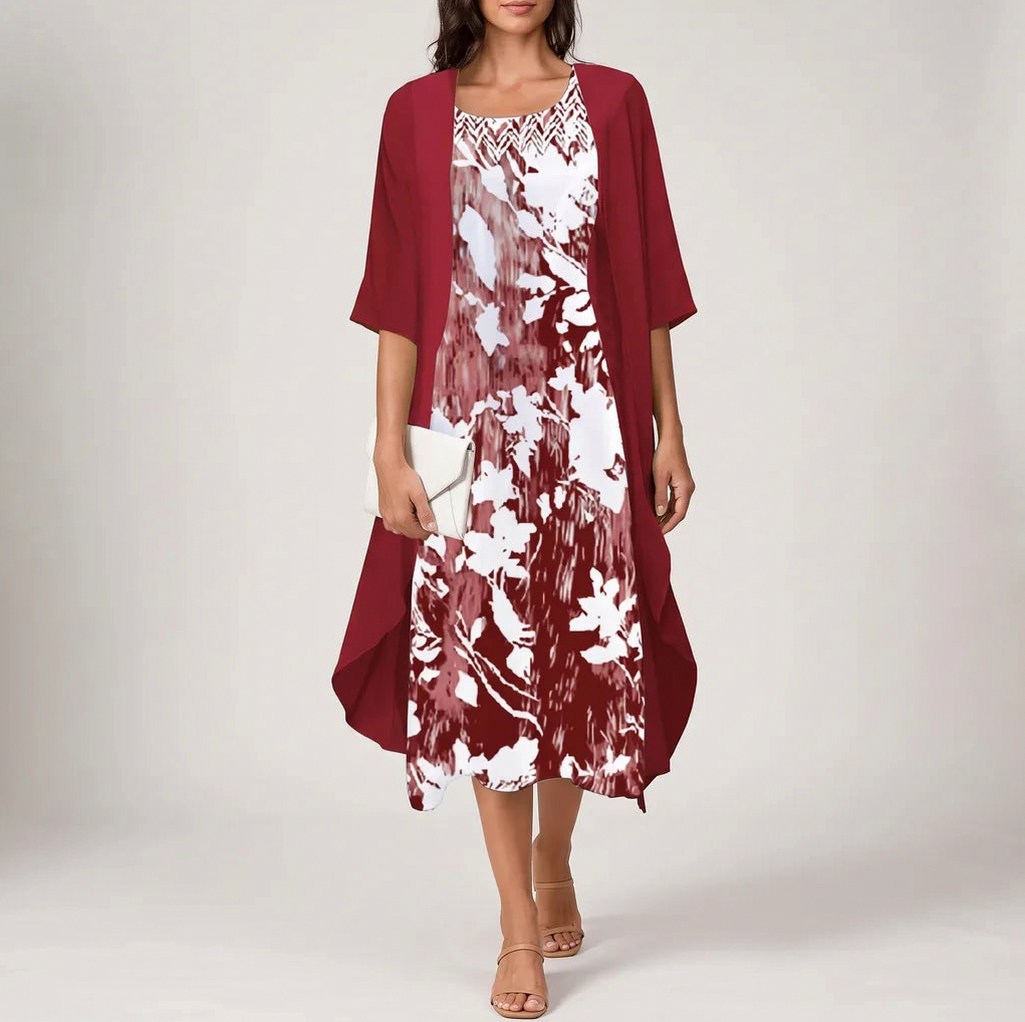 Chiffon Floral Midi Jacket Set