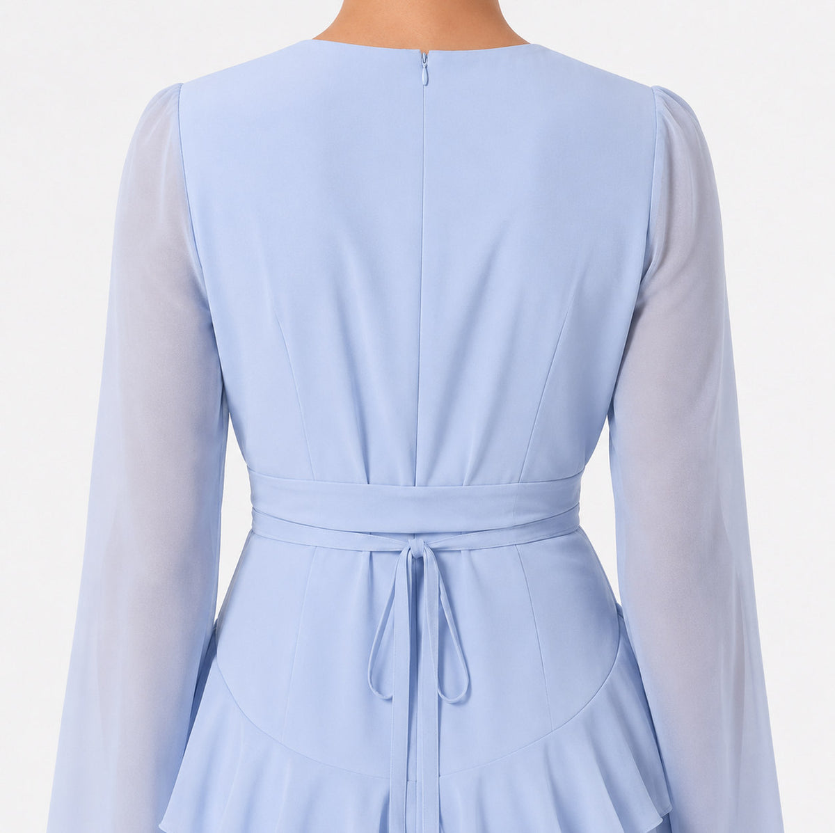 Chiffon Long Sleeve Ruffle Maxi Dress