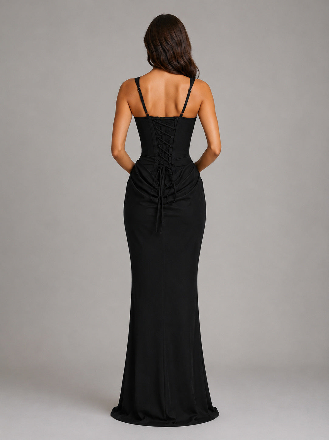 Corset Draped Drop Waist Maxi Dress