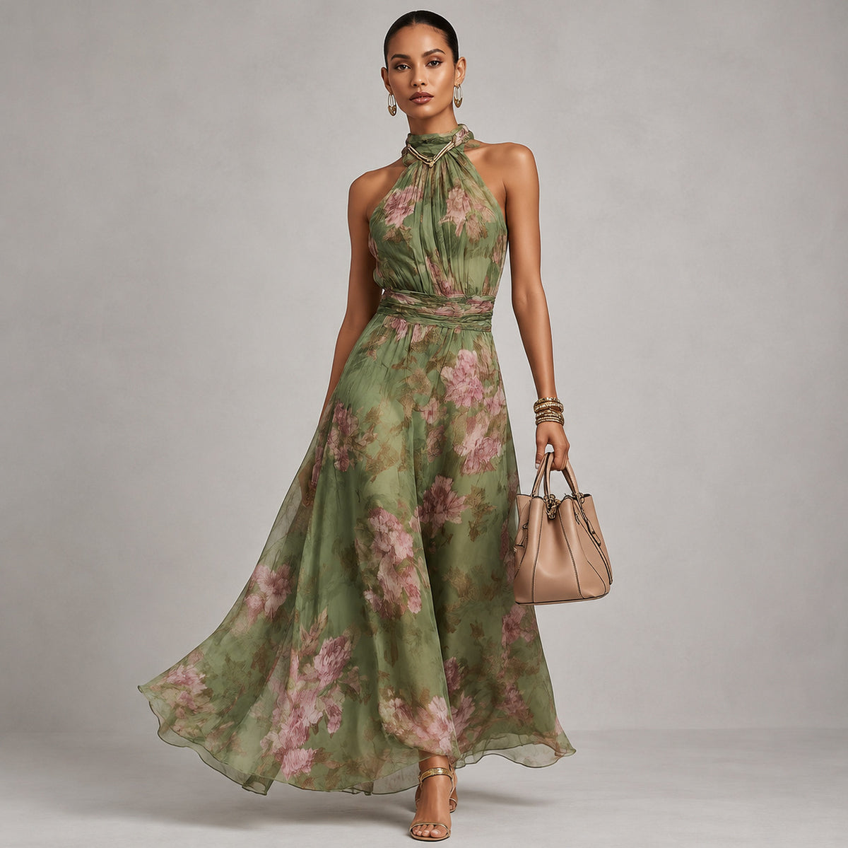 Floral Halter Maxi Dress