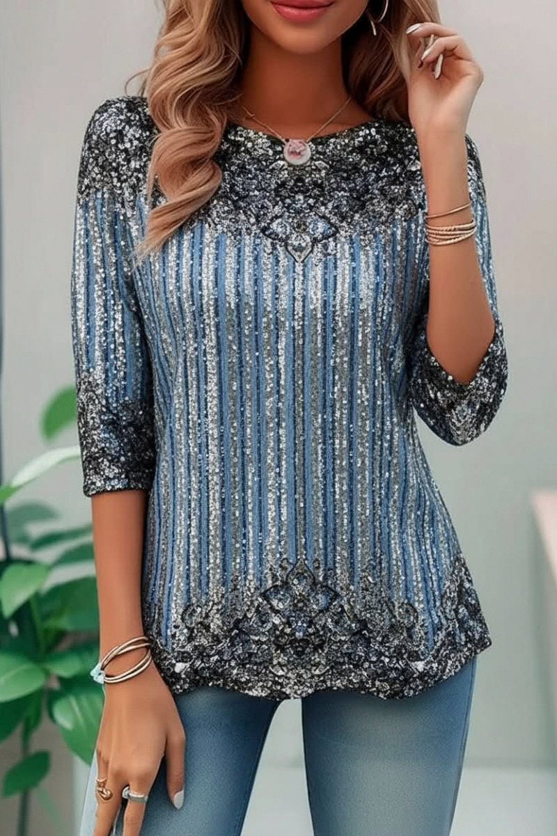 Geometric 3/4 Sleeve Tunic Top