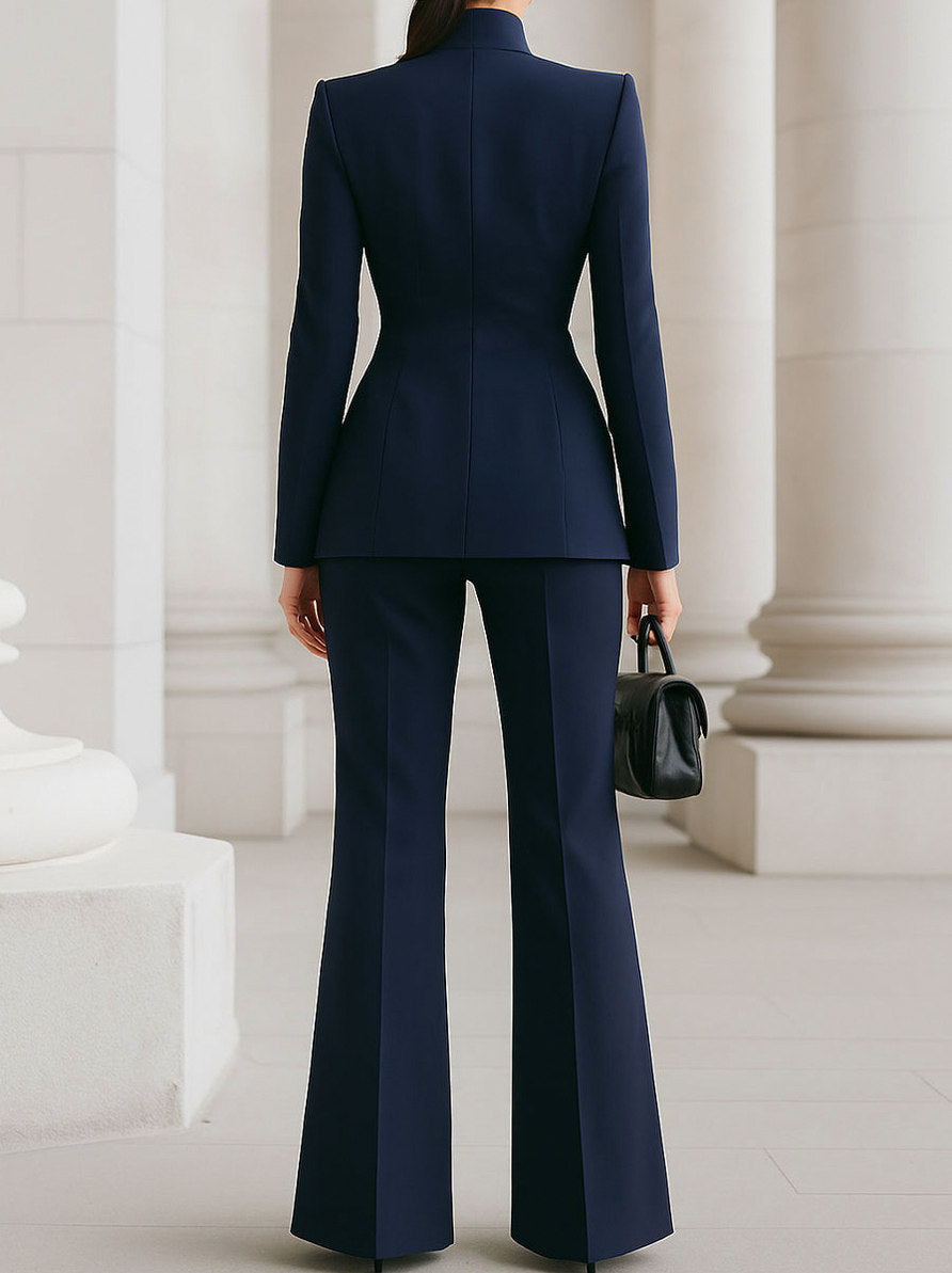 High Neck Blazer and Pants Set