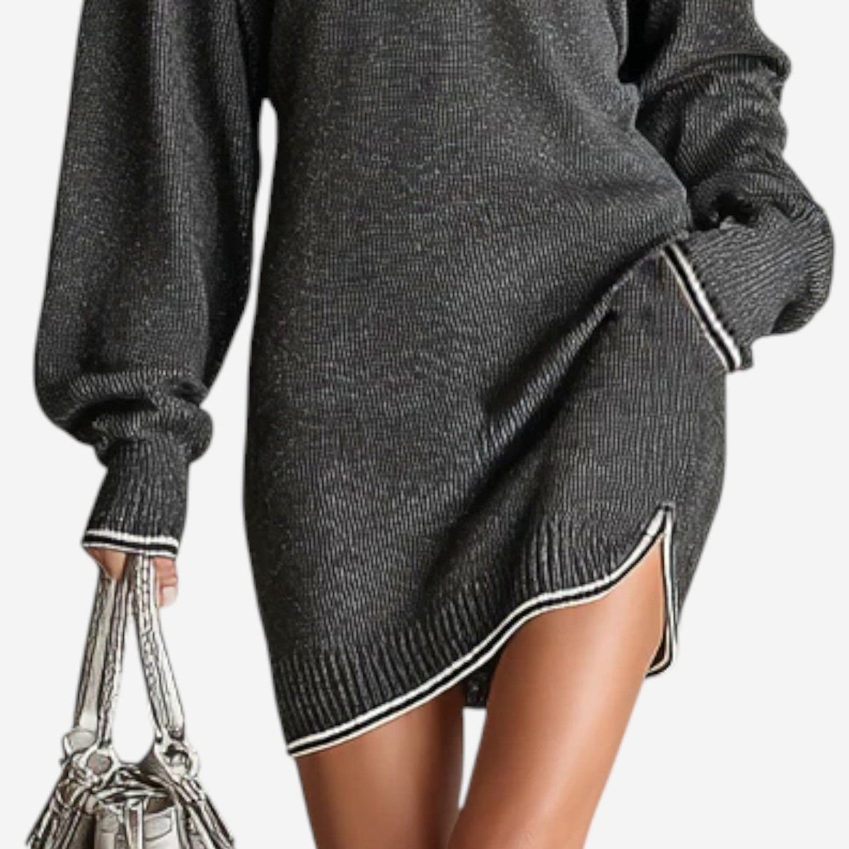 Knit Half Zip Mini Sweater Dress