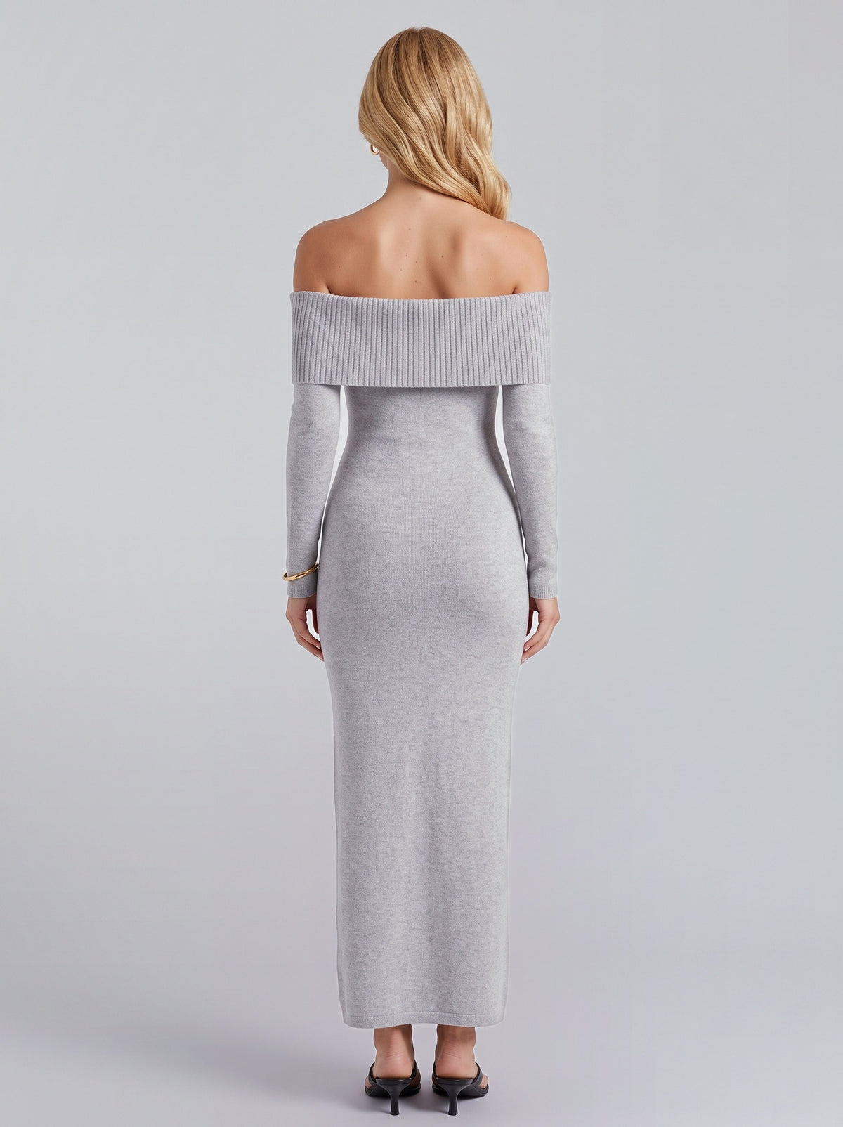 Knit Long Sleeve Off Shoulder Maxi Dress