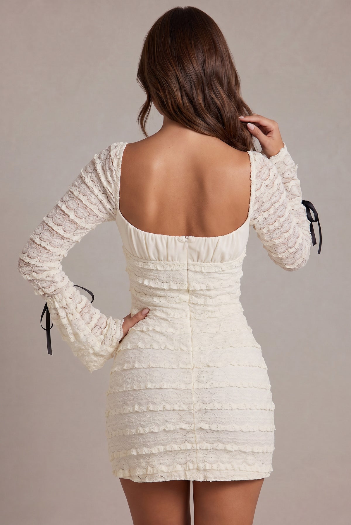 Lace Long Bell Sleeve Mini Dress