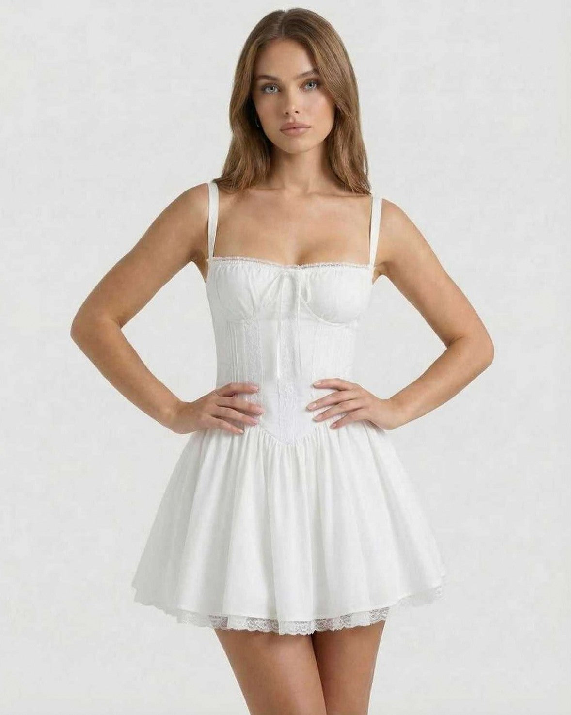 Lace Trim Corset Mini Dress