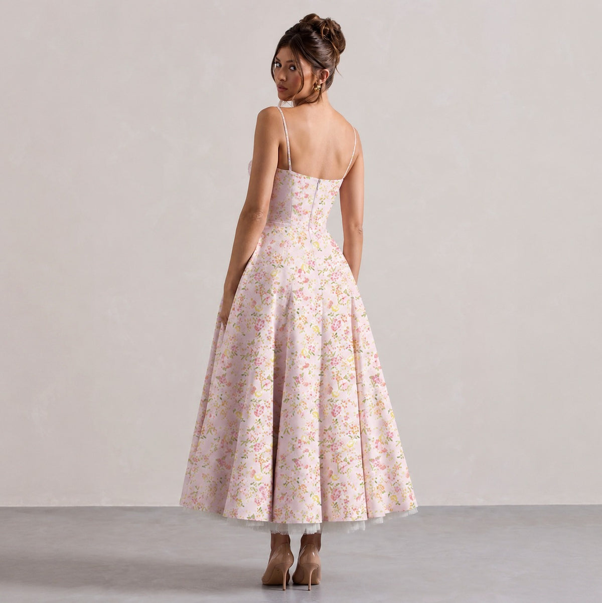 Satin Corset Sweetheart Midi Dress