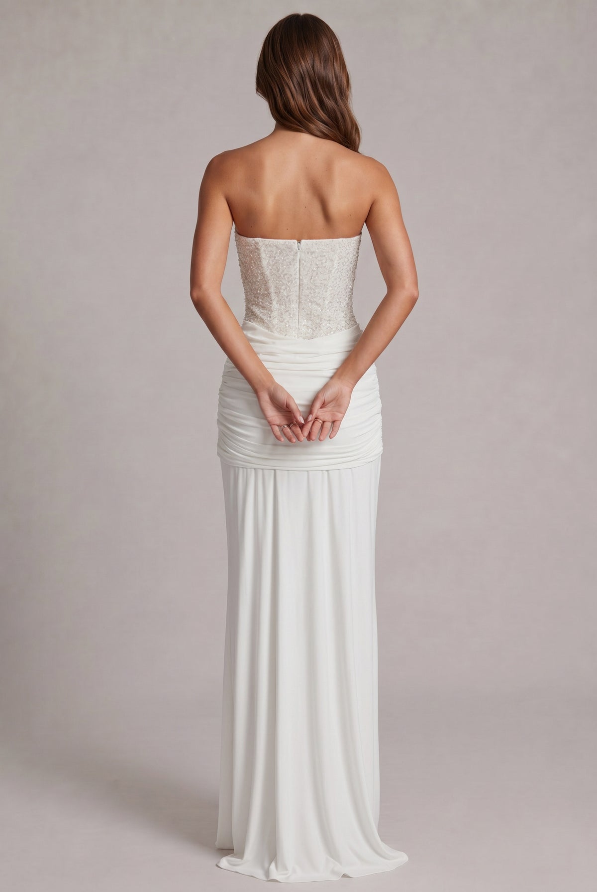 Sequin Corset Strapless Maxi Dress