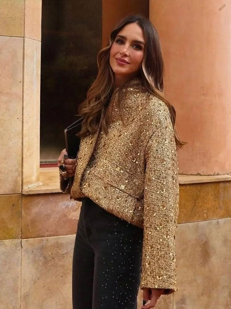 Sequin Long Sleeve Bomber Jacket