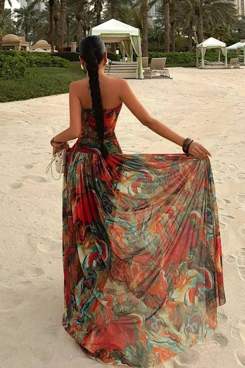 Strapless Drop Waist Maxi Dress