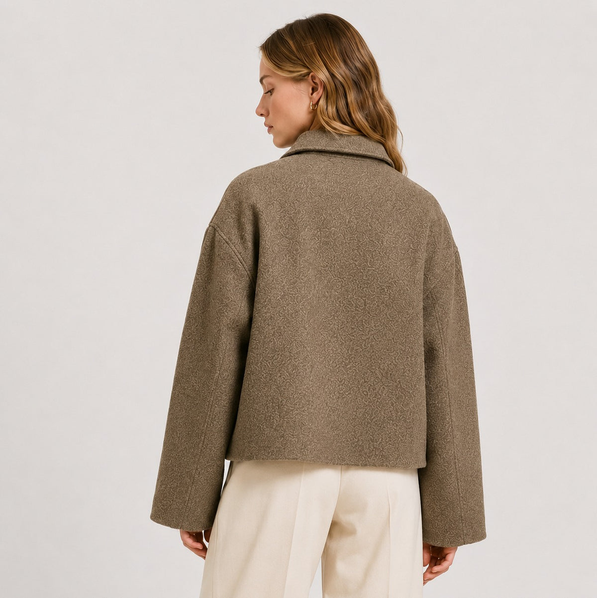 Tweed Button Front Collared Jacket