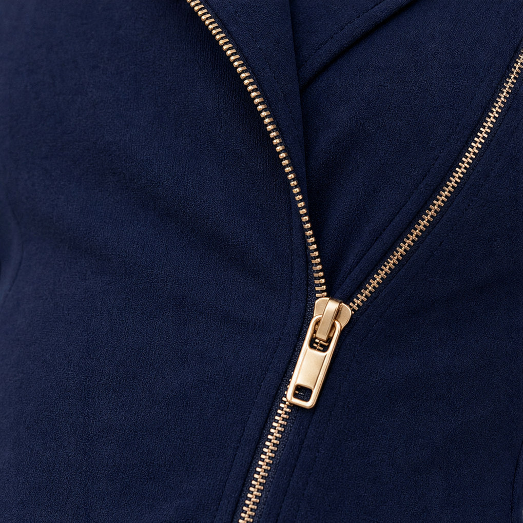 Asymmetric Zip Fitted Blazer Dress
