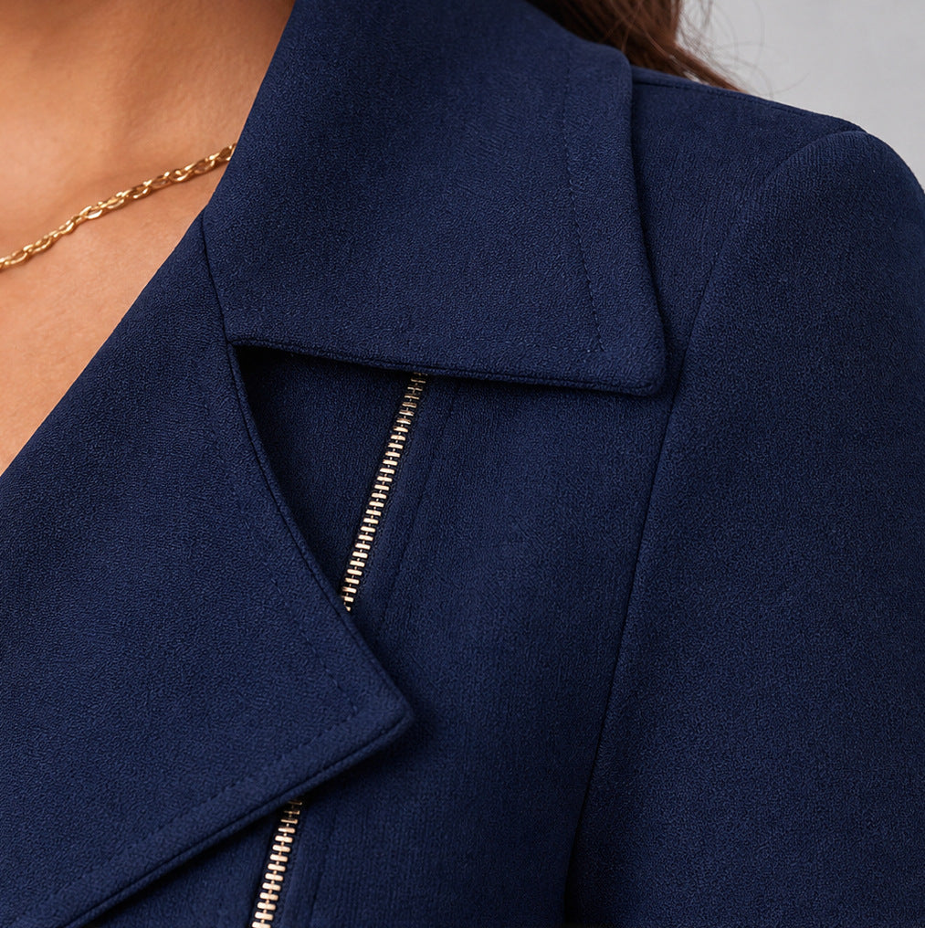 Asymmetric Zip Fitted Blazer Dress