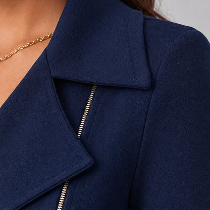 Asymmetric Zip Fitted Blazer Dress