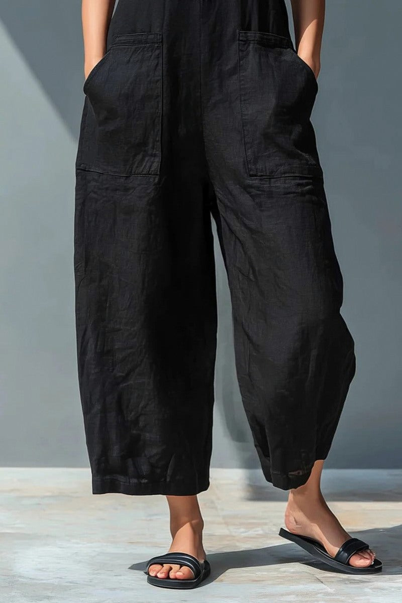 Button Front Wide Leg Jumpsuit