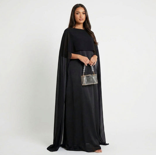 Chiffon Cape Maxi Dress
