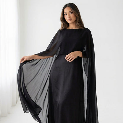 Chiffon Cape Maxi Dress