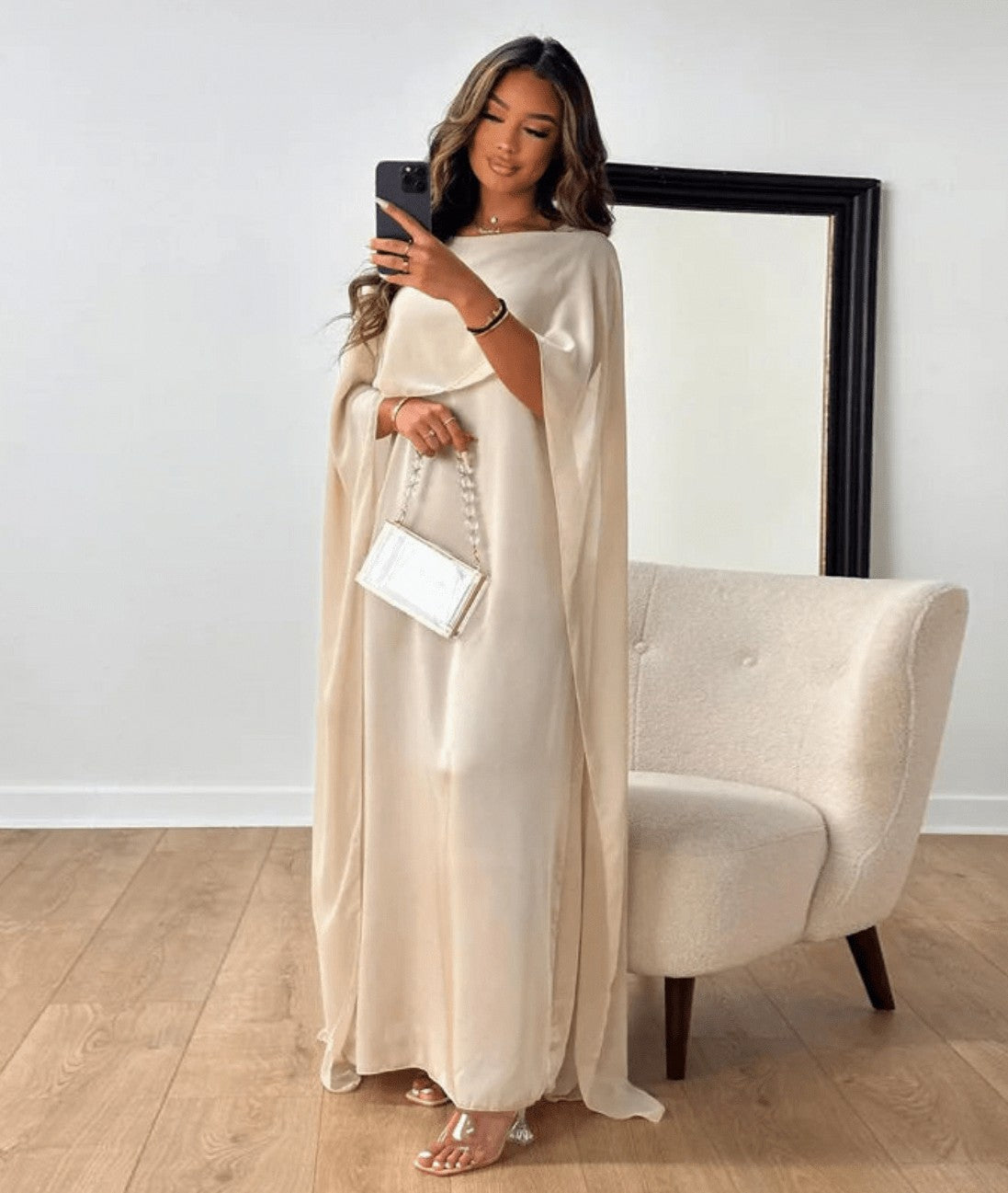 Chiffon Cape Maxi Dress