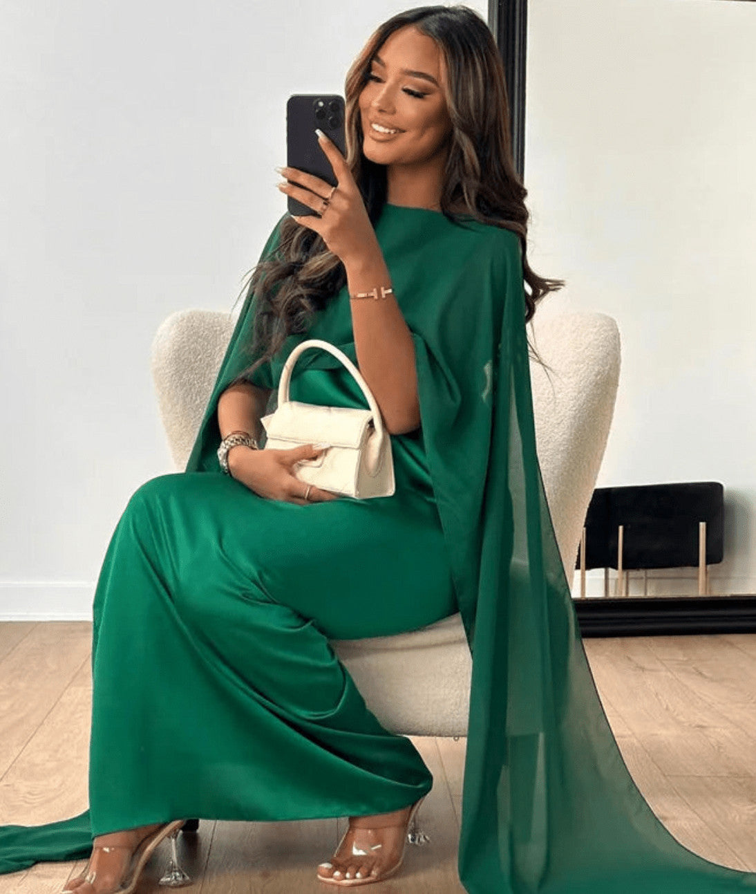 Chiffon Cape Maxi Dress