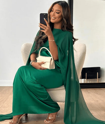 Chiffon Cape Maxi Dress