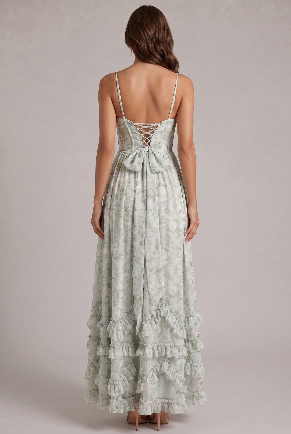 Chiffon Corset Tiered Maxi Dress