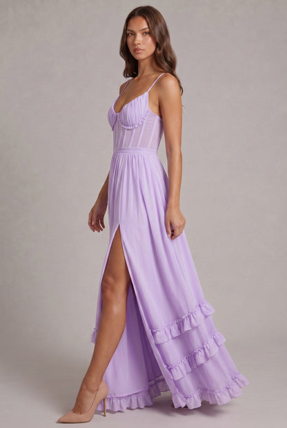 Chiffon Corset Tiered Maxi Dress