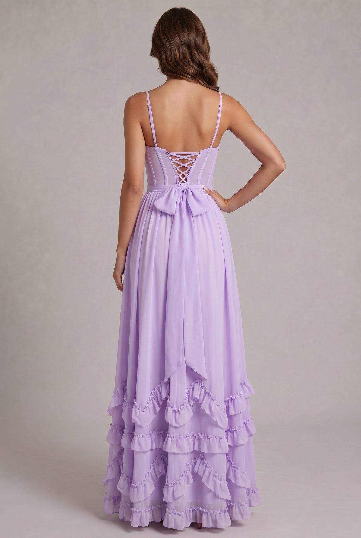 Chiffon Corset Tiered Maxi Dress