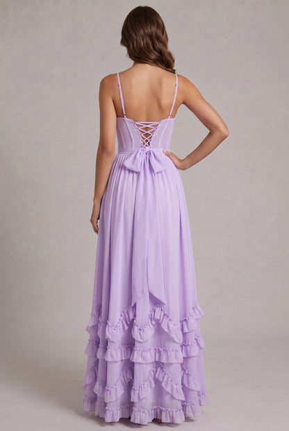 Chiffon Corset Tiered Maxi Dress