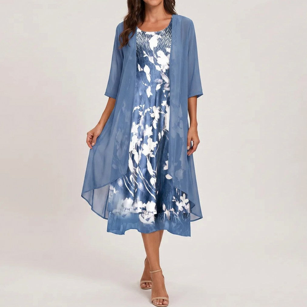 Chiffon Floral Midi Jacket Set