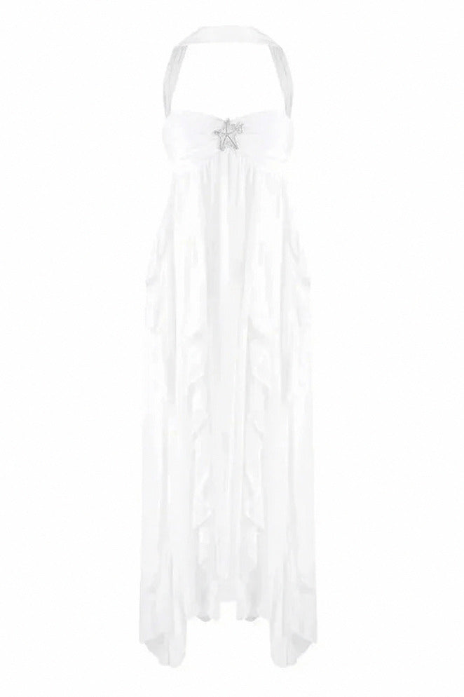 Chiffon Halter Tiered Maxi Dress
