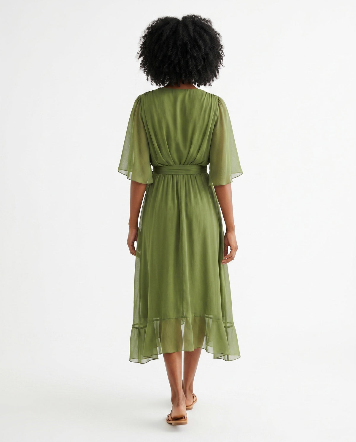 Chiffon 3/4 Kimono Sleeve Maxi Dress