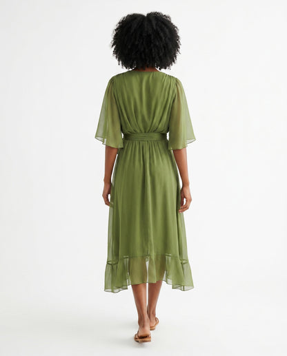 Chiffon 3/4 Kimono Sleeve Maxi Dress