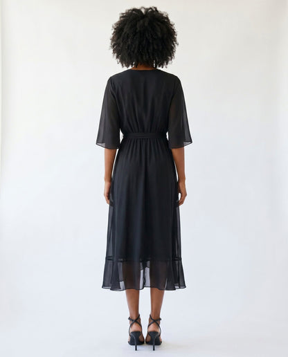Chiffon 3/4 Kimono Sleeve Maxi Dress
