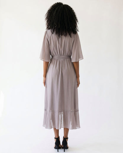 Chiffon 3/4 Kimono Sleeve Maxi Dress