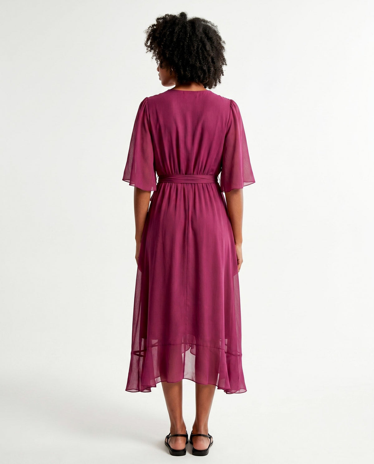Chiffon 3/4 Kimono Sleeve Maxi Dress