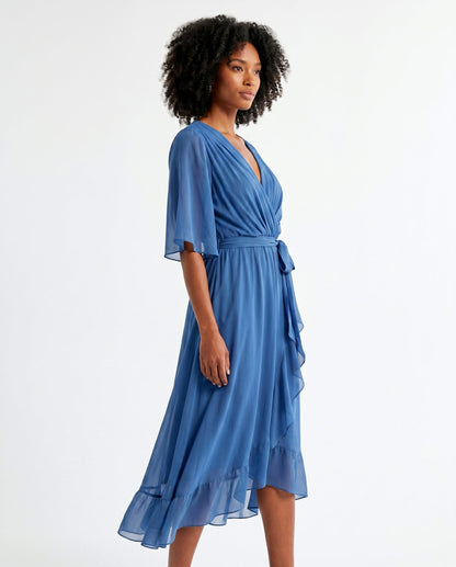 Chiffon 3/4 Kimono Sleeve Maxi Dress