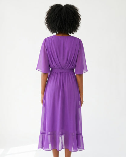 Chiffon 3/4 Kimono Sleeve Maxi Dress