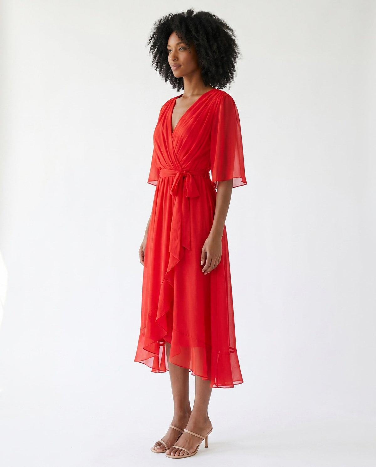 Chiffon 3/4 Kimono Sleeve Maxi Dress