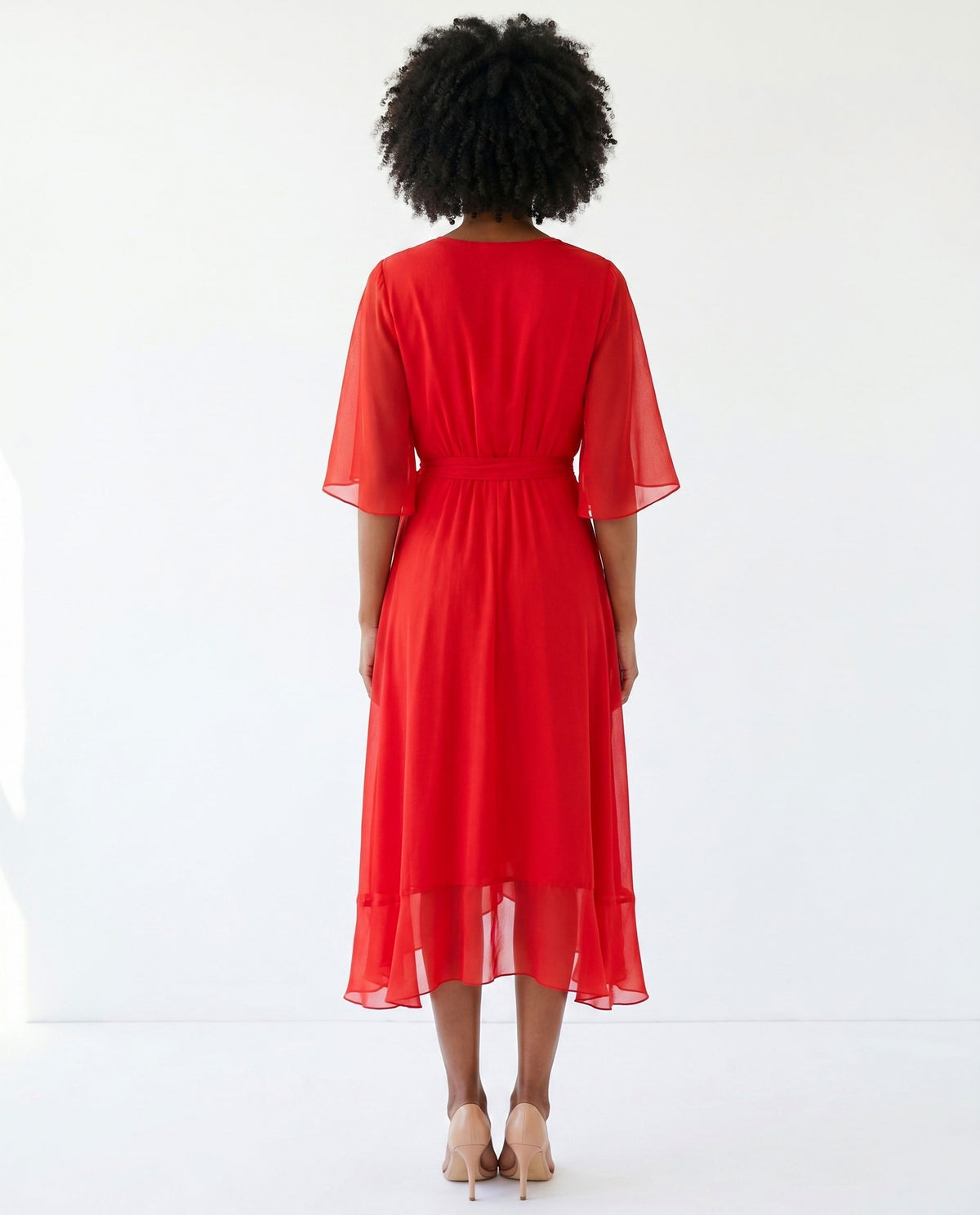 Chiffon 3/4 Kimono Sleeve Maxi Dress