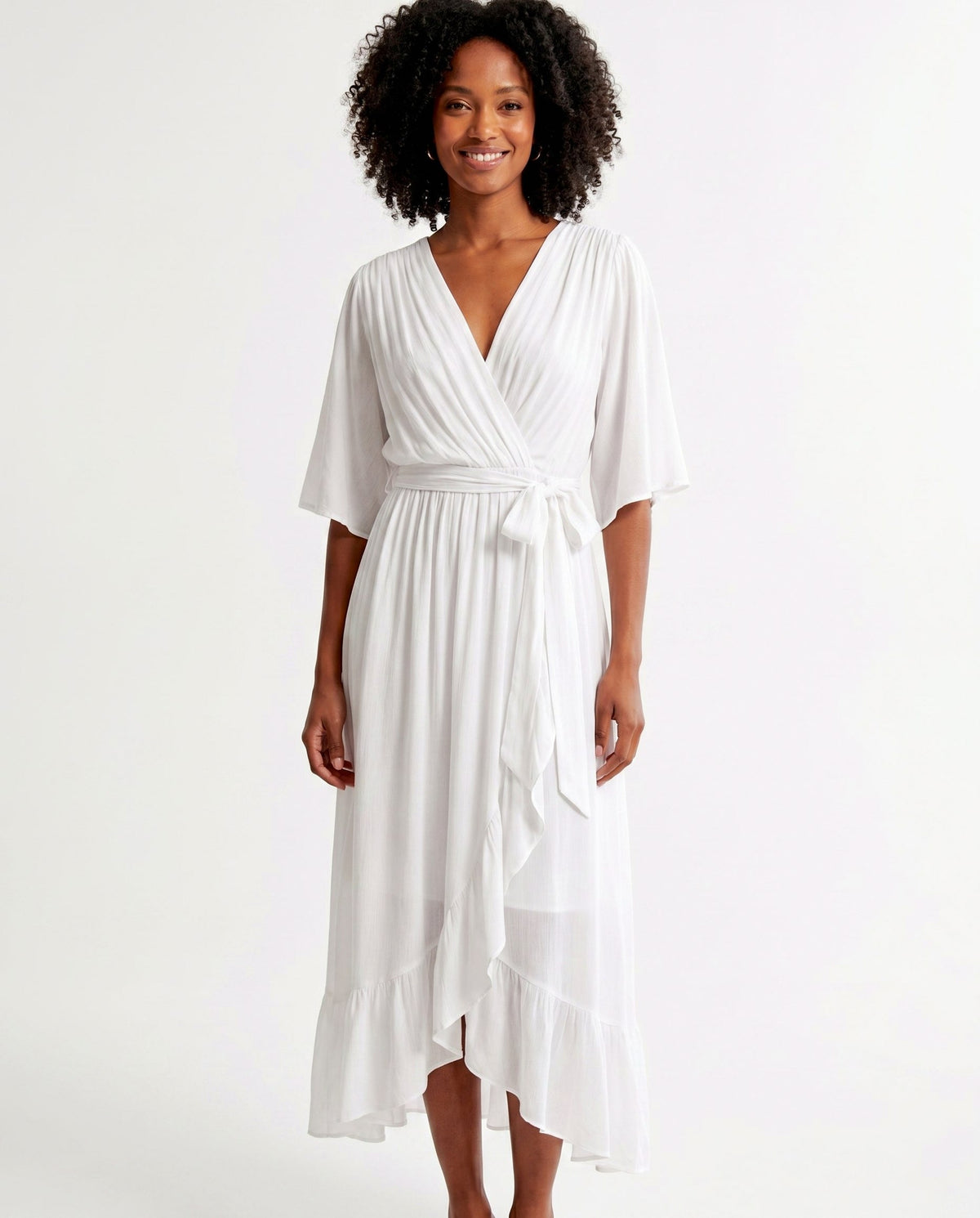Chiffon 3/4 Kimono Sleeve Maxi Dress
