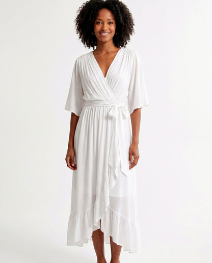 Chiffon 3/4 Kimono Sleeve Maxi Dress