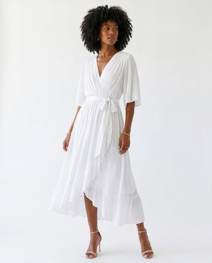 Chiffon 3/4 Kimono Sleeve Maxi Dress