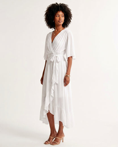 Chiffon 3/4 Kimono Sleeve Maxi Dress