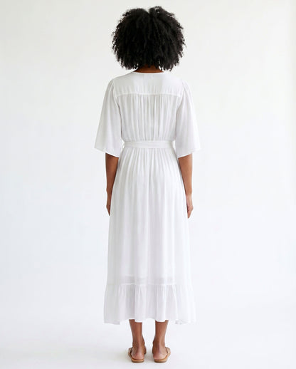Chiffon 3/4 Kimono Sleeve Maxi Dress