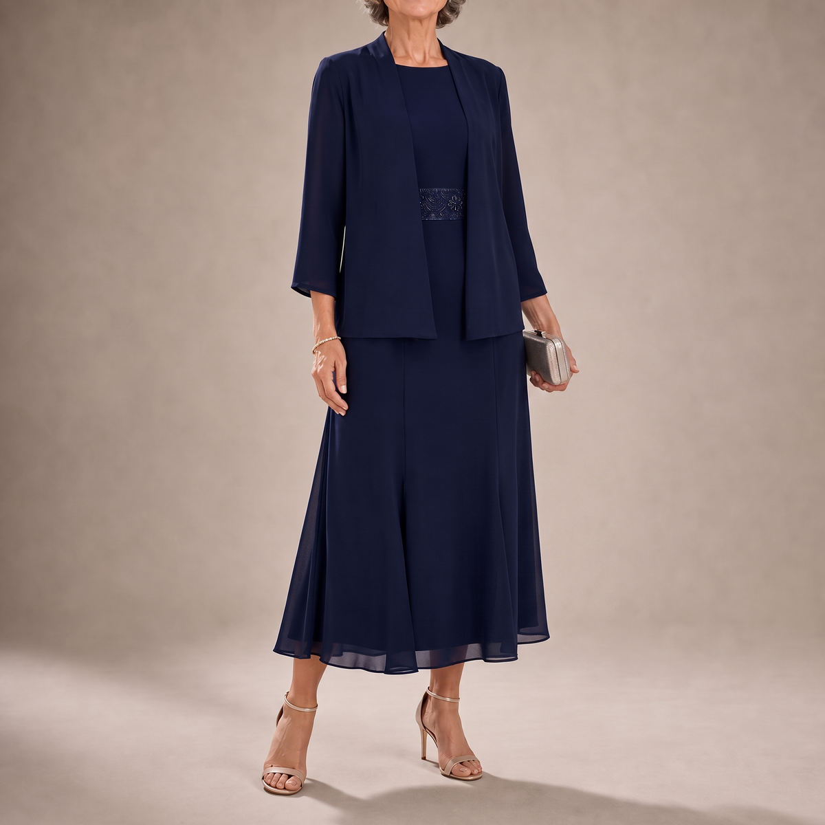 Chiffon Modest Jacket Dress Set