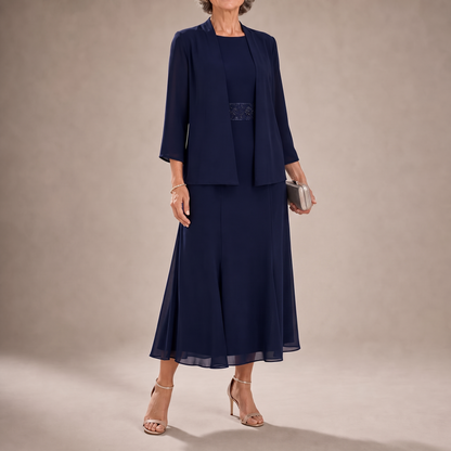 Chiffon Modest Jacket Dress Set