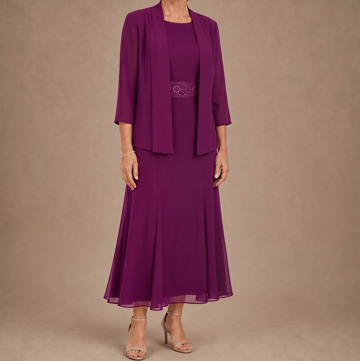 Chiffon Modest Jacket Dress Set