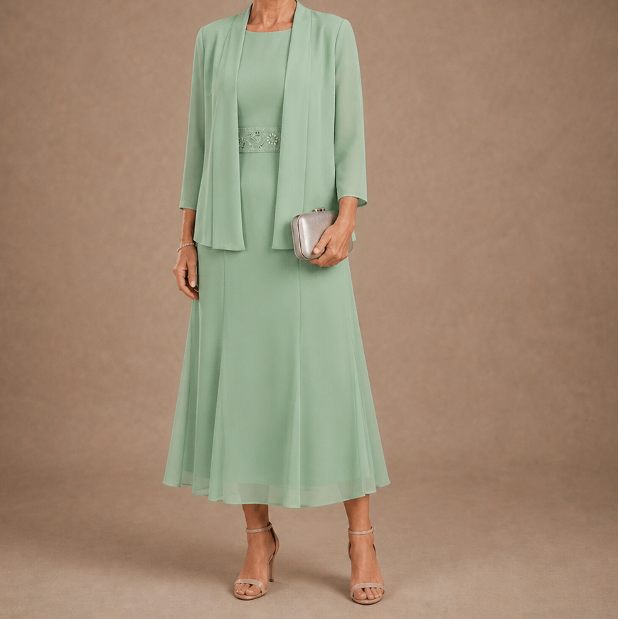 Chiffon Modest Jacket Dress Set