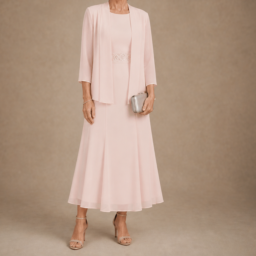 Chiffon Modest Jacket Dress Set