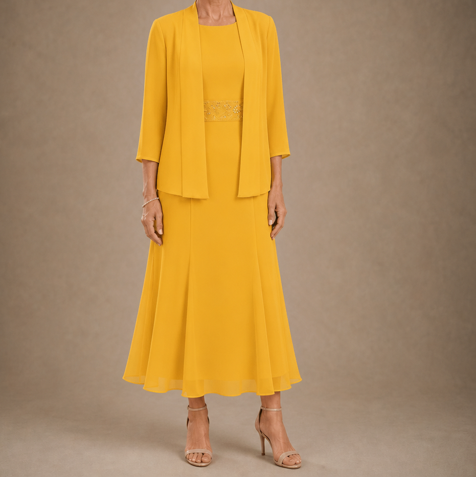 Chiffon Modest Jacket Dress Set